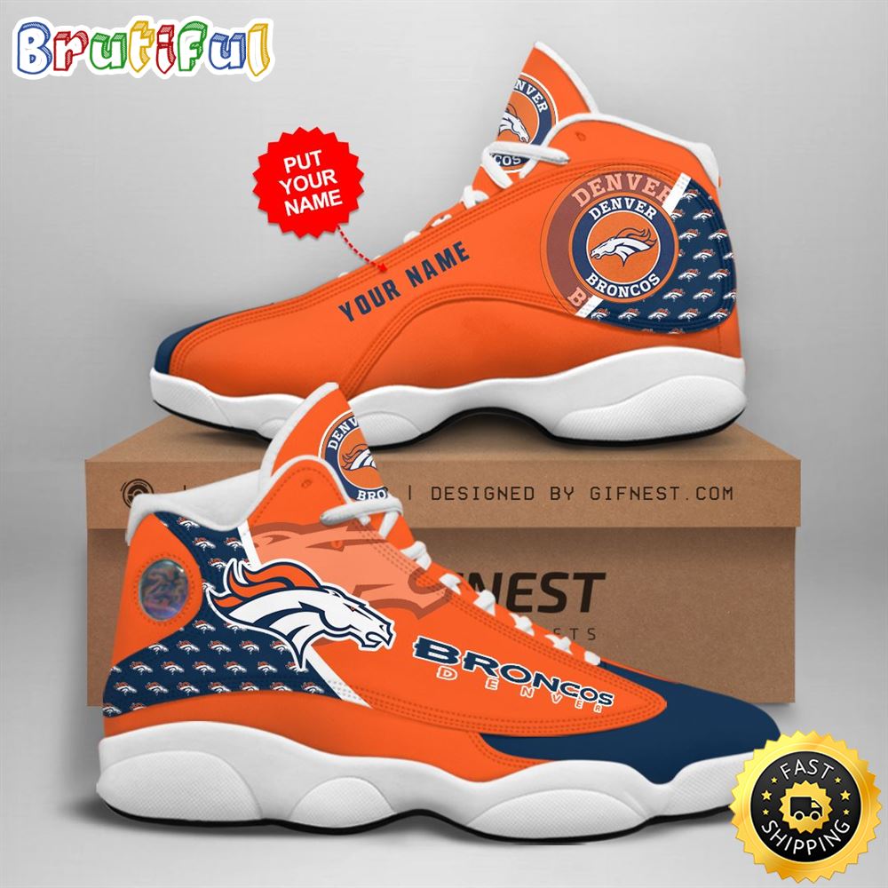 NFL Denver Broncos Custom Name Air Jordan 13 Shoes V1