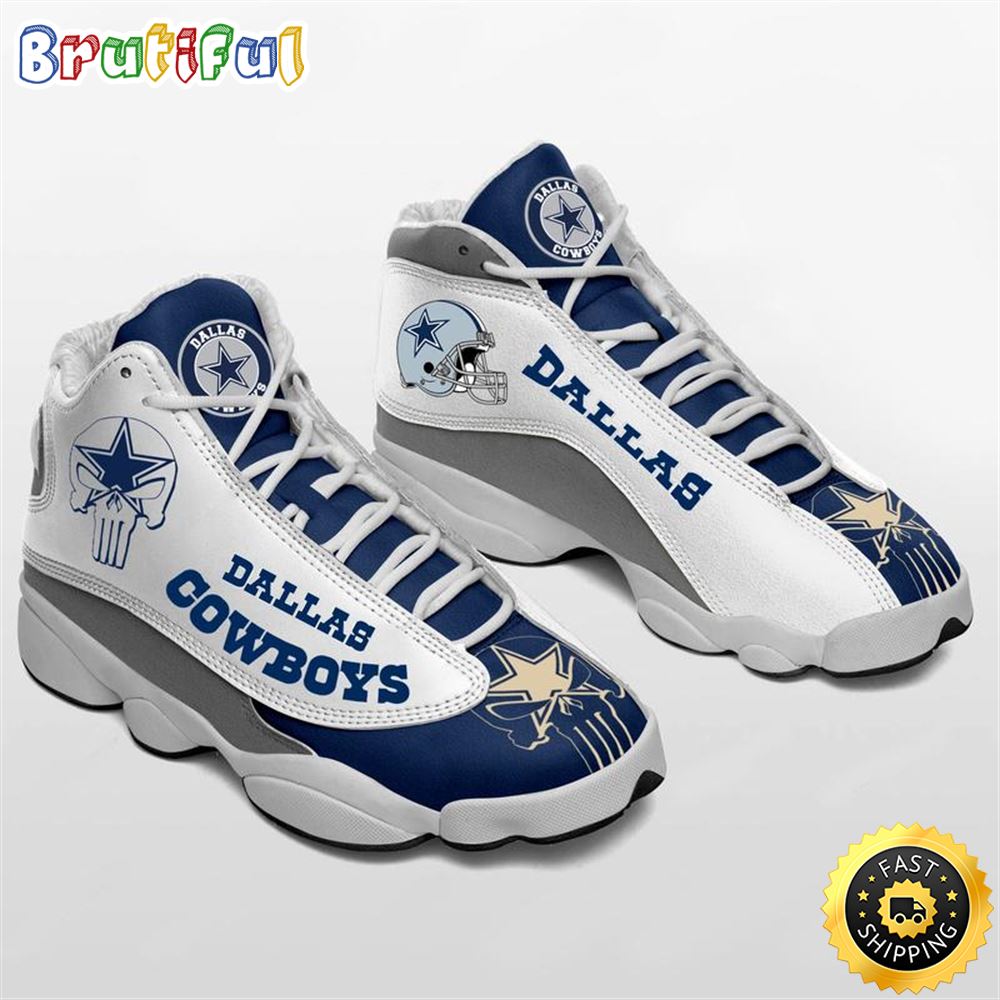 Nfl Dallas Cowboys Punisher Skull Air Jordan 13 Sneaker Shoes