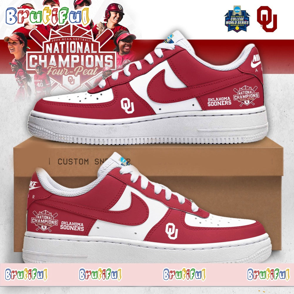 Oklahoma Sooners Four Peat NCAA Softball Women’s Champions Air Force 1 Shoes Sneaker