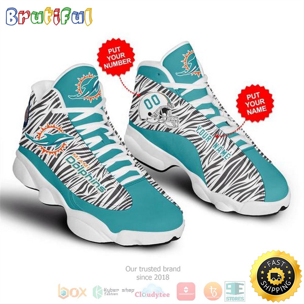 Personalized Miami Dolphins Nfl Custom Air Jordan 13 Shoes 2