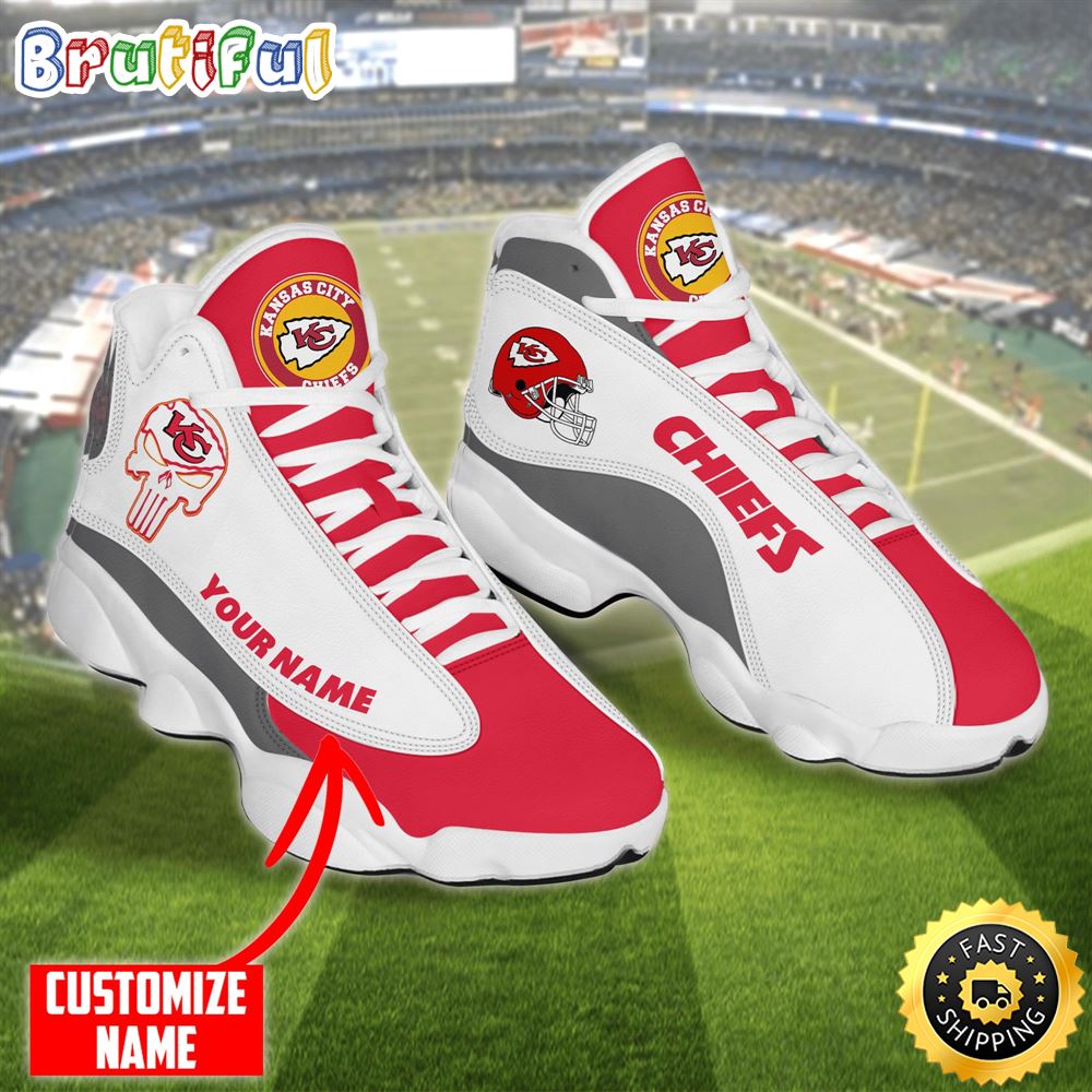Personalized Nfl Kansas City Chiefs Skull Helmet Air Jordan 13 Shoes