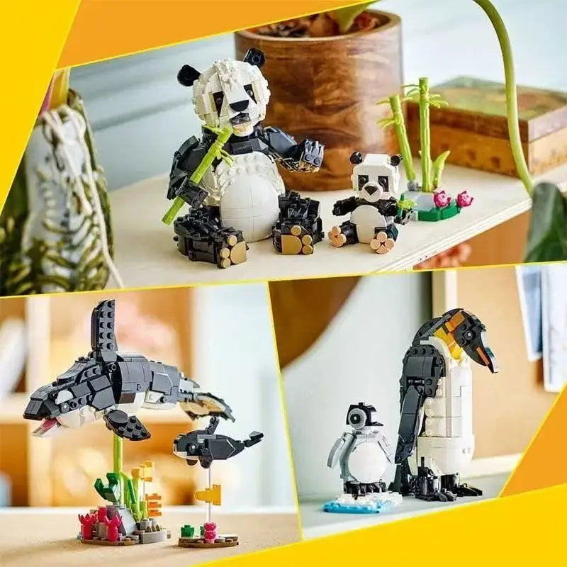New in 2025! 626PCS 31165 Creative Three in One Wild Animal Panda Family Building Toy, Children's Christmas Birthday Gift
