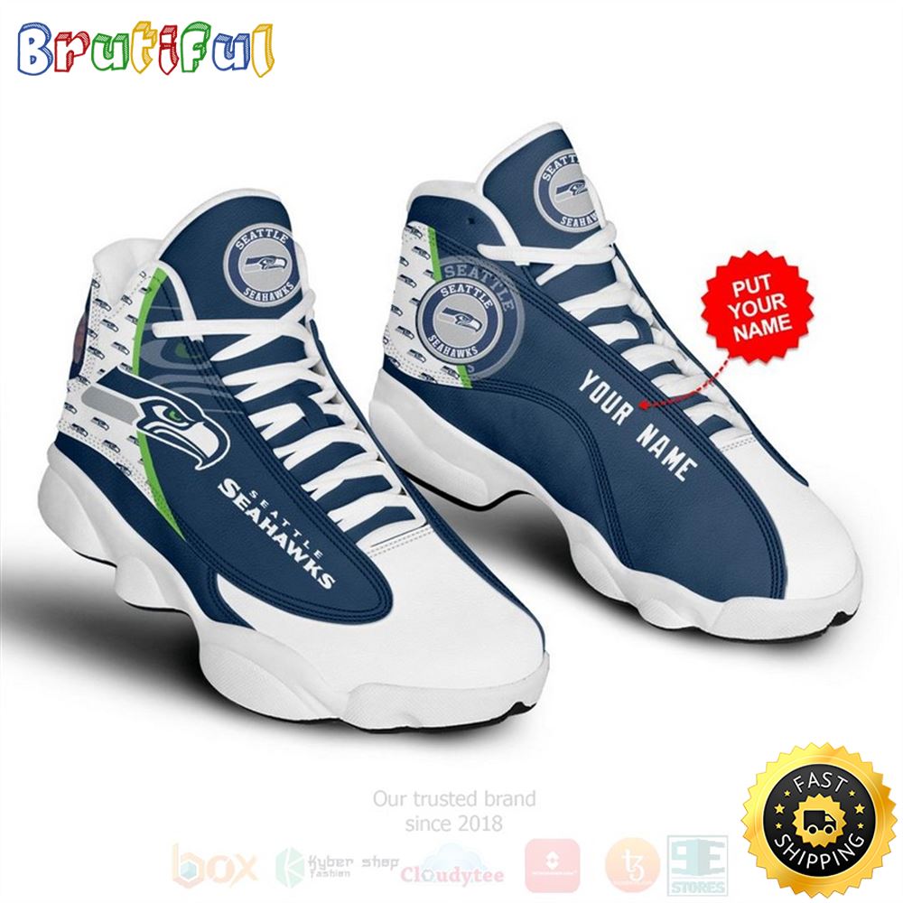 Seattle Seahawks Football Nfl Custom Name Air Jordan 13 Shoes