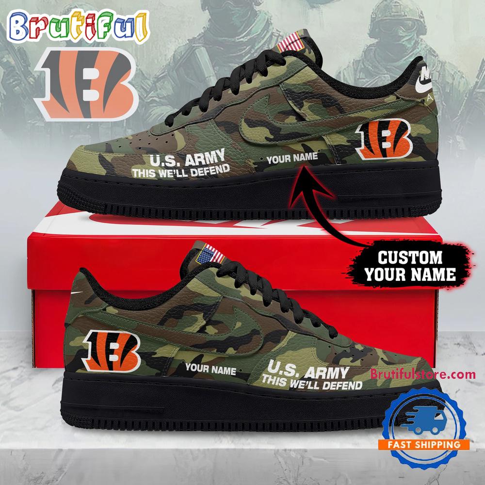 Cincinnati Bengals NFL US Army Custom Air Force 1 Shoes Sneaker