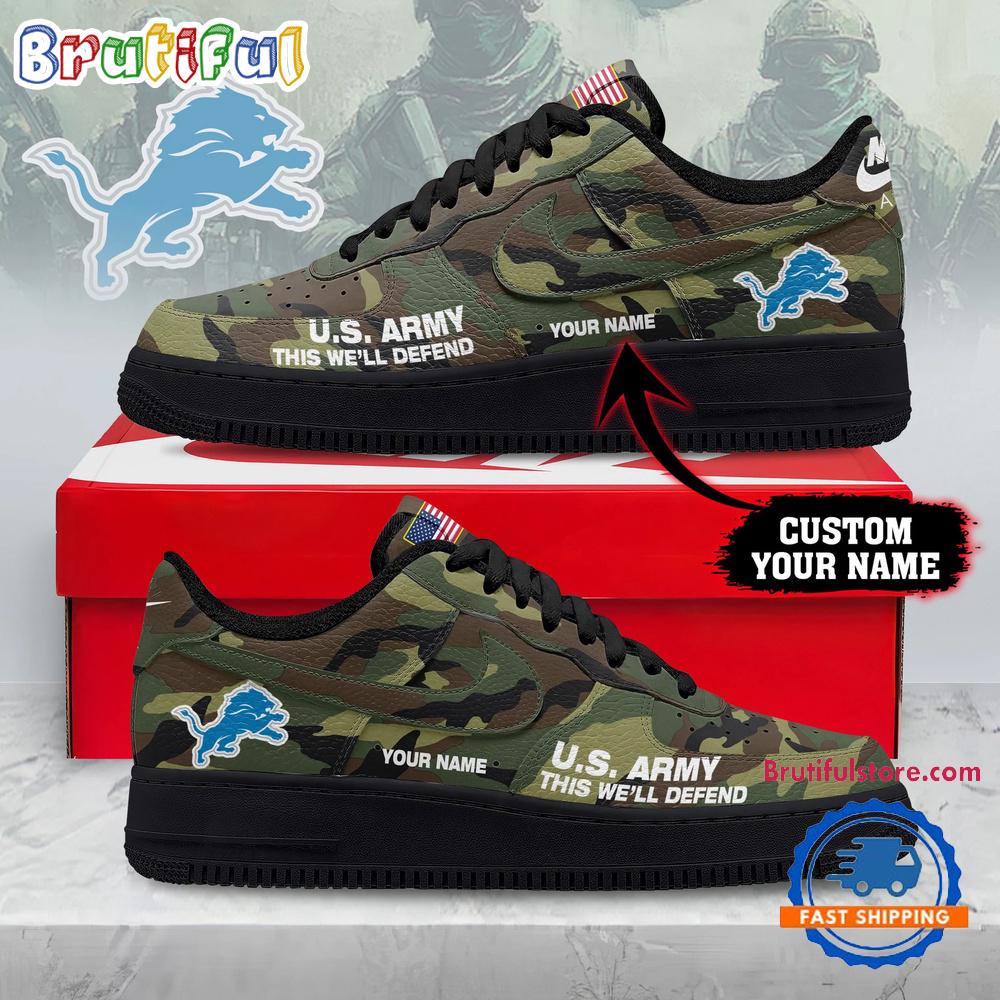 Detroit Lions NFL US Army Custom Air Force 1 Shoes Sneaker