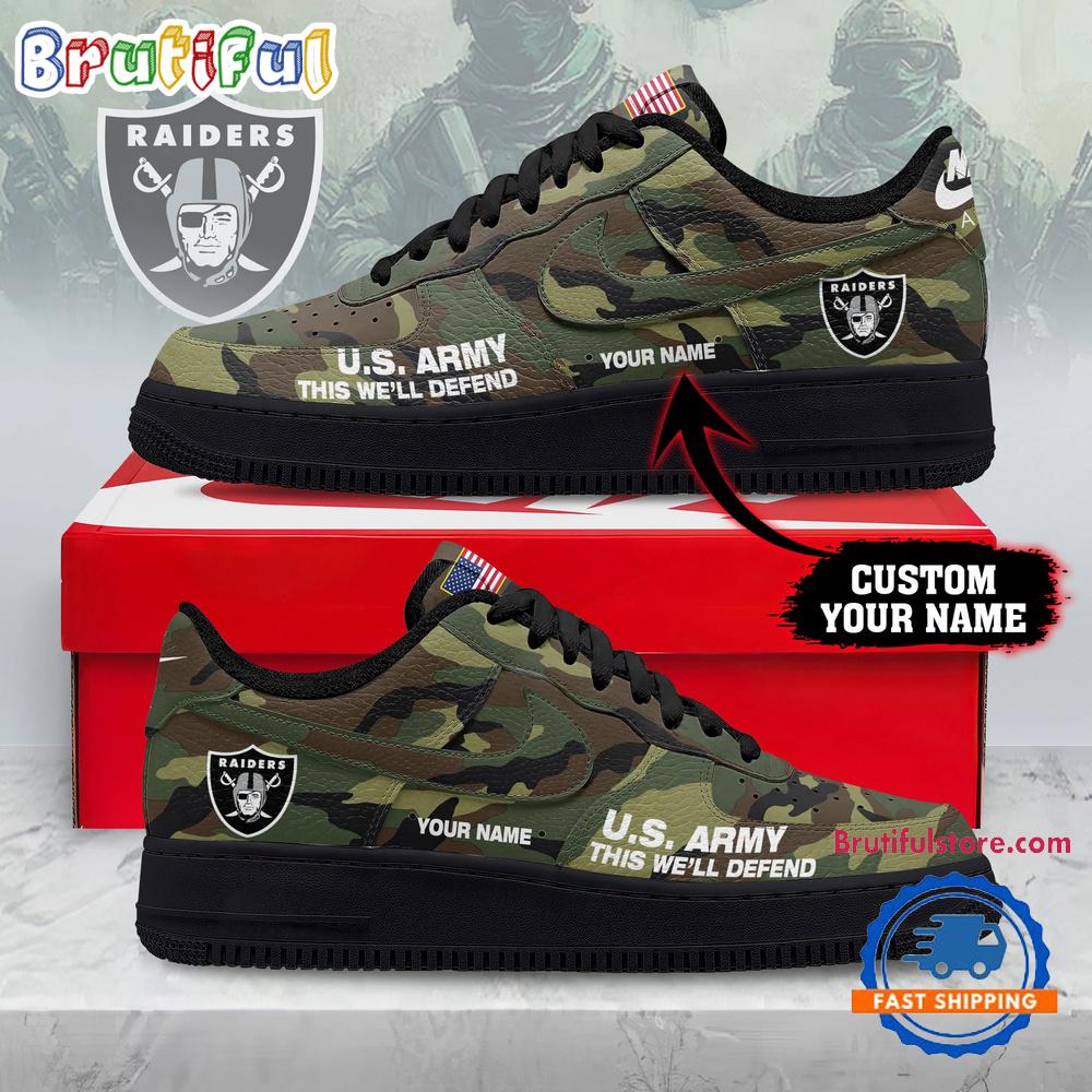 Las Vegas Raiders NFL US Army Custom Air Force 1 Shoes Sneaker