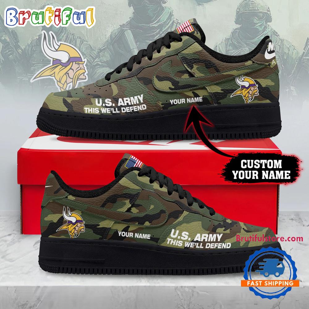 Minnesota Vikings NFL US Army Custom Air Force 1 Shoes Sneaker