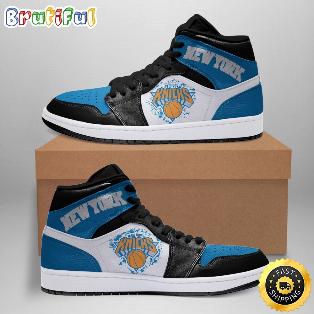 NBA New York Knicks Black Blue Air Jordan 1 High Sneakers