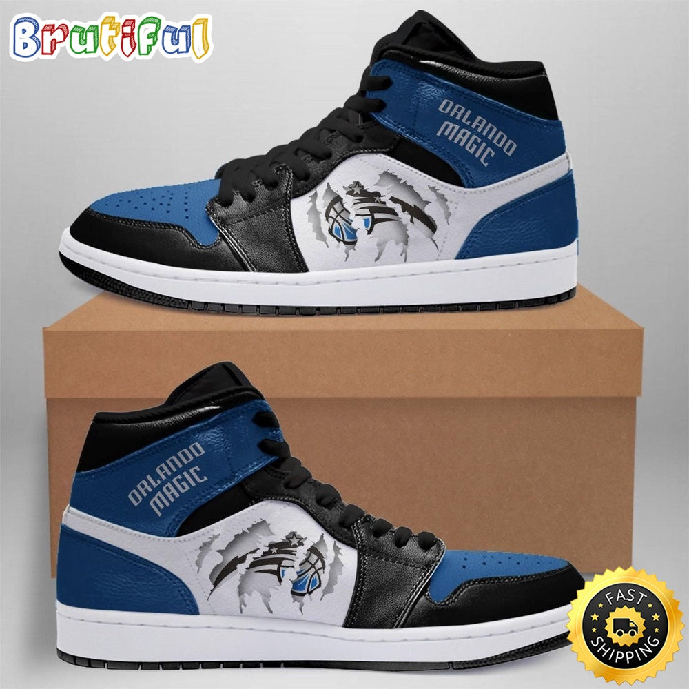 NBA Orlando Magic Blue Black Scratch Air Jordan 1 High Sneakers