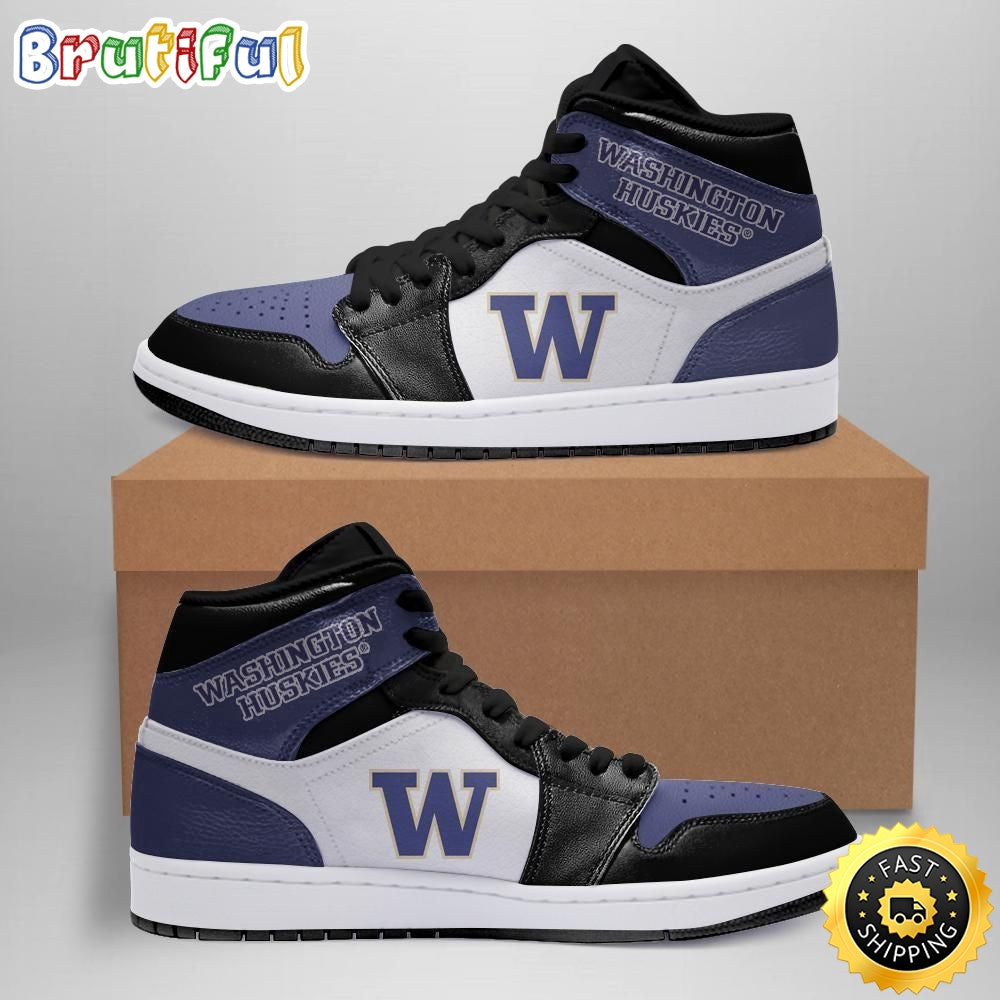 NCAA Washington Huskies Purple Black Air Jordan 1 High Sneakers