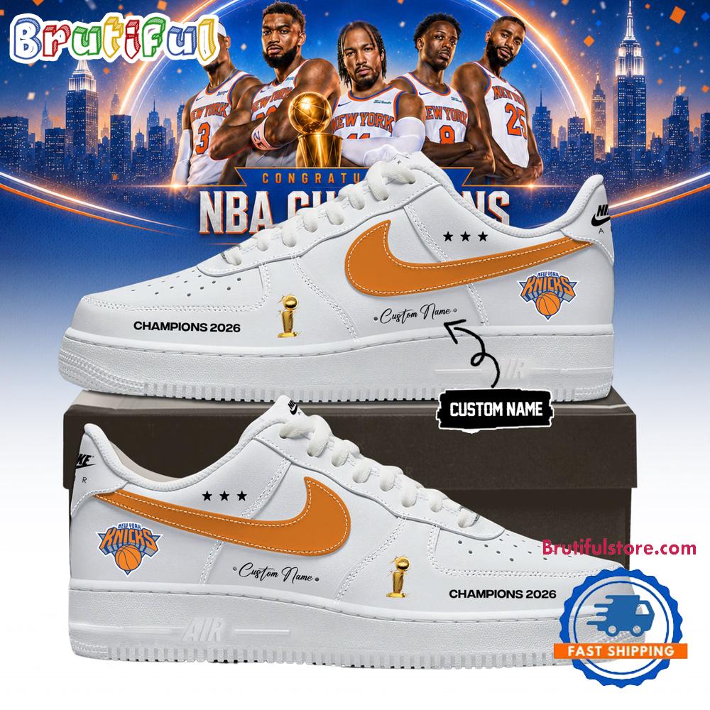 New York Knicks 2026 NBA Finals Champions White Air Force 1 Shoes