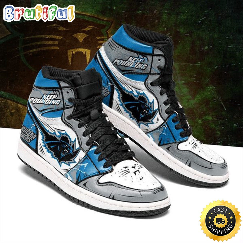 NFL Carolina Panthers Grey Blue Air Jordan 1 High Sneakers