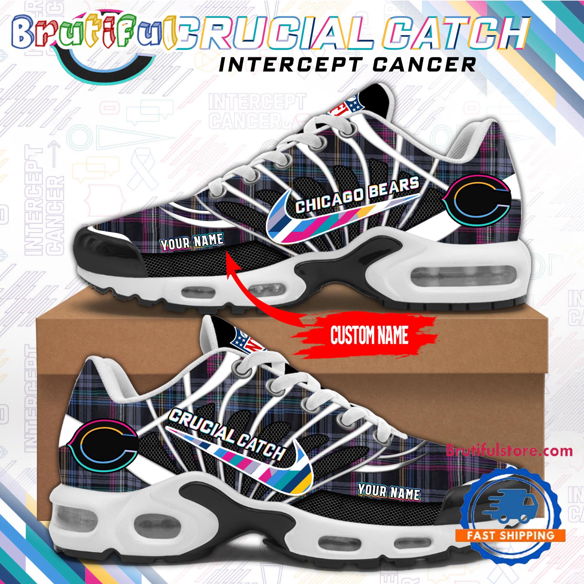 NFL Chicago Bears Crucial Catch Intercept Cancer Air Max Plus Shoes Sneaker
