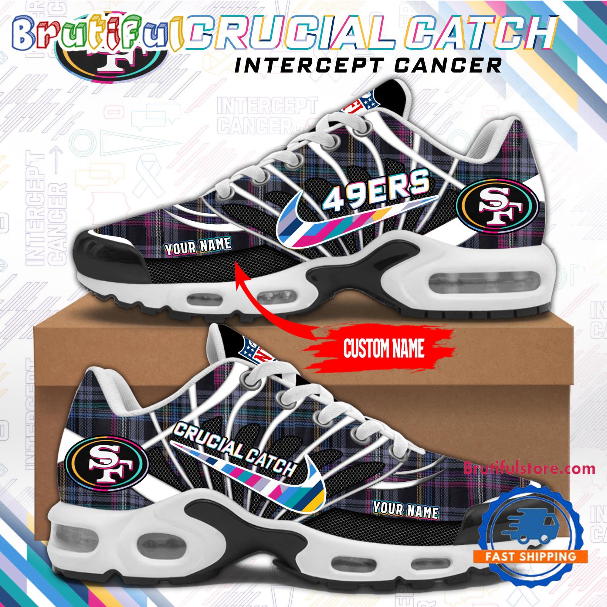 NFL San Francisco 49ers Crucial Catch Intercept Cancer Air Max Plus Shoes Sneaker