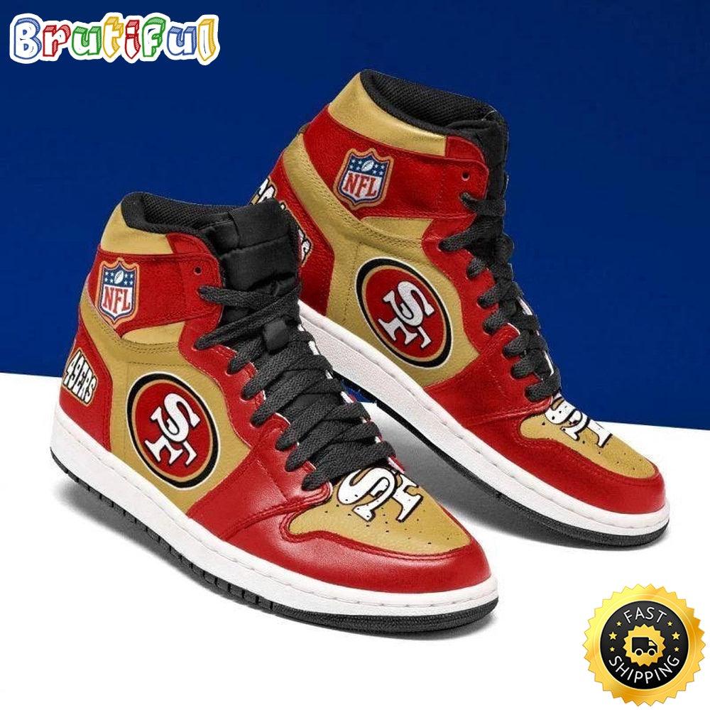 NFL San Francisco 49ers Red Golden Air Jordan 1 High Sneakers