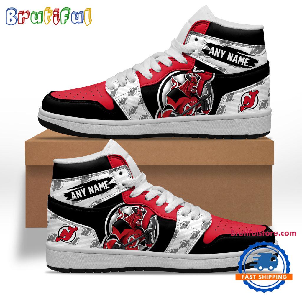 NHL New Jersey Devils Team Mascot Design Air Jordan 1 Hightop Shoes