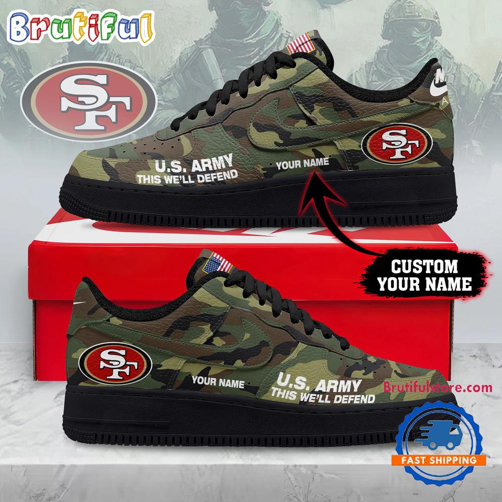San Francisco 49ers NFL US Army Custom Air Force 1 Shoes Sneaker